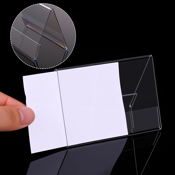 Vicenpal 50 Pieces Clear Plastic Name Tent Holders 3.5'' X 2.5'' Acrylic Name Plate for Desk PVC Table Tent Card Holder Desk Sign Frame for Office Table Business Conference School Meeting Room