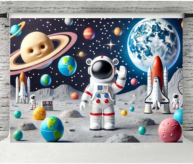 Space Astronaut Photo Backdrop Astronaut Outer Space Party Photography Background Out Space Galaxy Planets Astronaut Baby Shower Backdrop Solar System Planets Galaxy Boys Birthday Banner (B, 7x5feet)