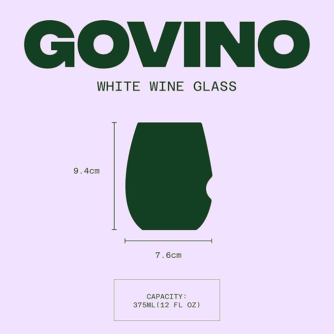 GOVINO Unbreakable Plastic Wine Glasses - Stemless Shatterproof Tritan Glassware, Fancy Cups That Look Like Glass, 12oz, Set of 8
