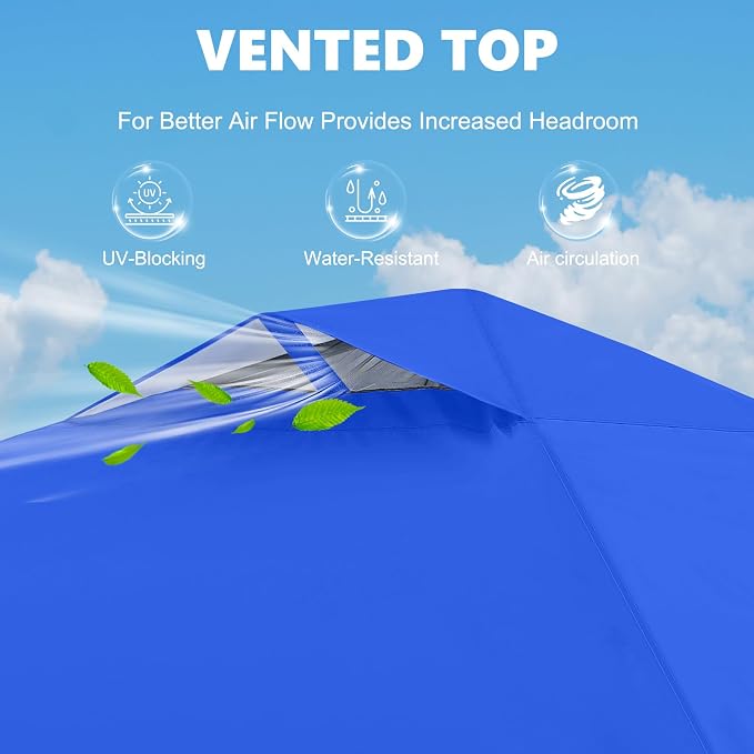 MASTERCANOPY 10x10 Pop Up Canopy Tent with 1 Sidewall, 1 Person Setup Instant Shelter, Outdoor Portable Beach Canopy, 1 Roller Bag, 4 Sandbags, 4 Ropes, 8 Stakes (10x10, Blue)