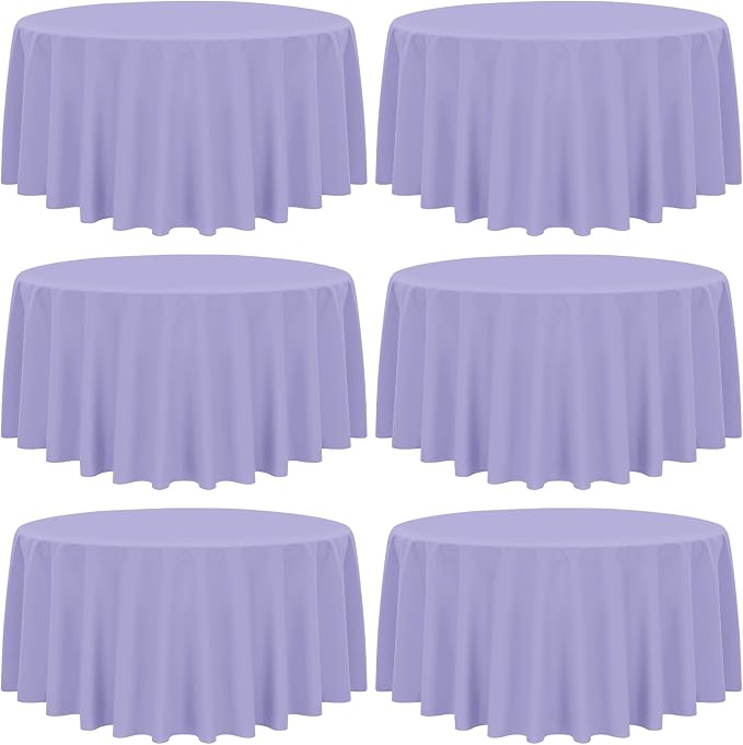 YMHPRIDE 6 Pack Round Tablecloth Lavender Table Cloths 90 Inch Polyester Round Tablecloth,Lavender Tablecloths Round 90 inch Washable Fabric Table Covers for Wedding,Party,Dining,Banquet