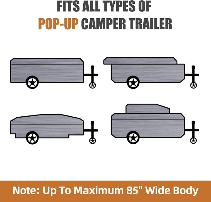 Pop Up Camper Cover 16'-18', 7 Layers Waterproof Pop-up Tent Trailer Cover Anti-UV Folding Camper RV Cover for Motor Home
