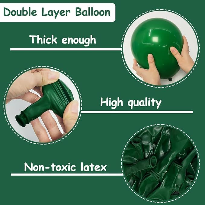 Dark Emerald Green Balloons Different Sizes Latex Double Stuffed Forest Hunter Green Balloon Arch Garland Kit for Birthday Baby Shower Graduation Wedding Bridal Shower Safari Graduation Party Decor