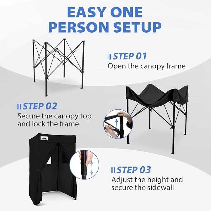 EAGLE PEAK 4x4 Pop Up Changing Tent, Flat Top Changing Room, Black | Portable, Privacy Tent, Pool Cabana, Dressing Room, Shower & Toilet Use, Opaque Fabric, Instant Setup, Photoshoots, Camping