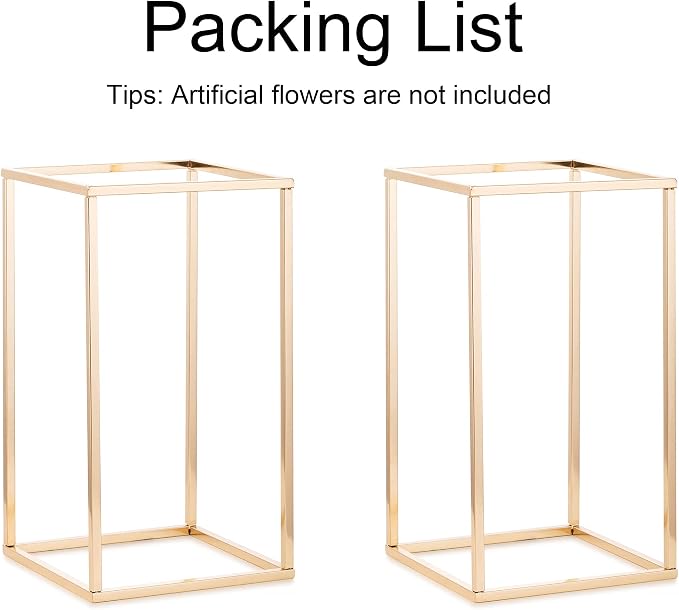 Gold Flower Stand for Table: 15.7” Tall Centerpiece Stand for Wedding Table Reception Floral Center Pieces with Home Decoration Party Event 2 PCS