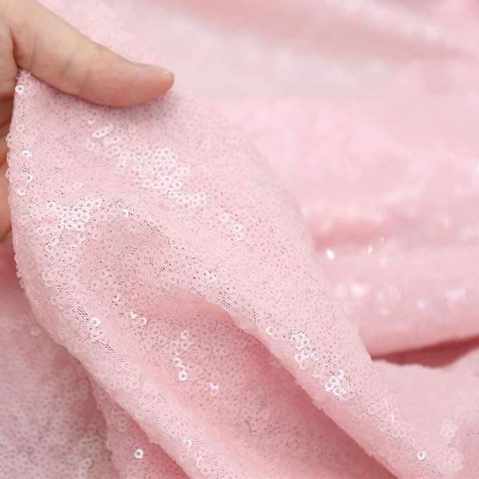 Poise3EHome Pink Sequin Backdrop Curtain, 2 Panels 2Ft x 8Ft Glitter Photography Background for Party Baby Shower Wedding Birthday Christmas Thanksgiving Halloween Decoration