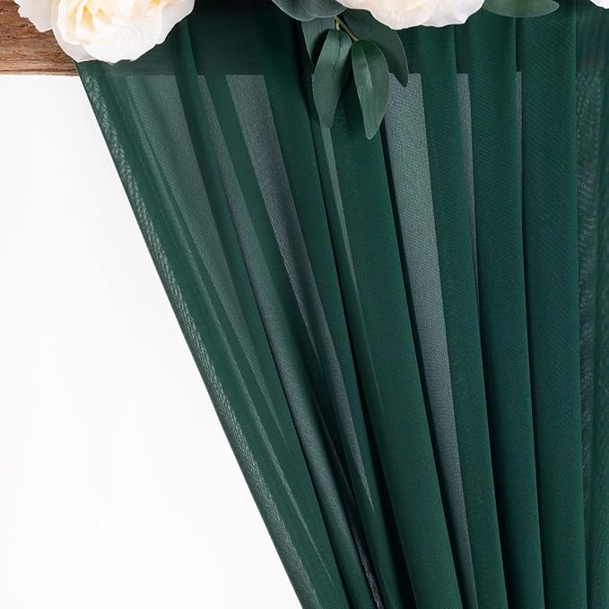 MLMW Chiffon Fabric Sheer Fabric by the Yard 5 Yards 60" Wide Christmas Emerald Green Wedding Arch Draping Fabric Sheer Material for Party Backdrop Curtain Arch Ceiling Decor