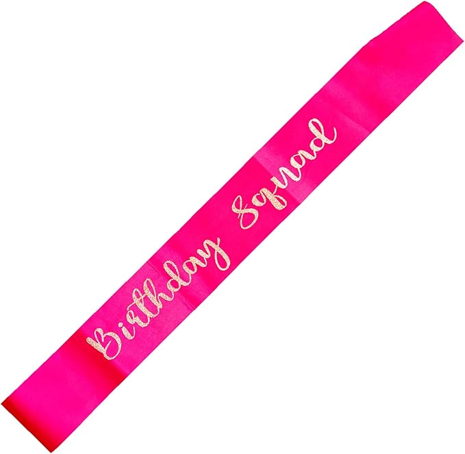 10Pcs Birthday Squad Sash Silver Glitter Hot Pink Satin Sashes Funny Birthday Sashes Birthday Party Supplies Gifts