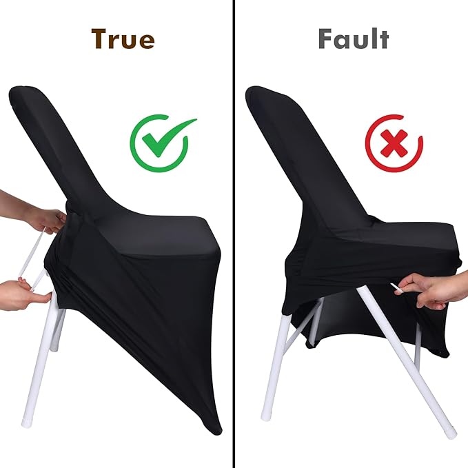Fixwal 12 Pcs Black Folding Chair Cover, Spandex Stretch Covers Ideal for Wedding, Party, Dining, Business Meeting, Banquet, Universal Fitted Washable Slipcover