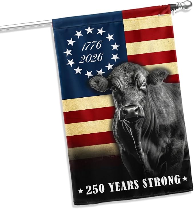 FLAGWIX 250 Years Anniversary Cattle Flag - Polyester Double-sided Yard Flags For Outside House Flag (29.5" x 39.5") - 4th of July Decorations for Home Yard Garden Decor Banner, Gifts For Men Women