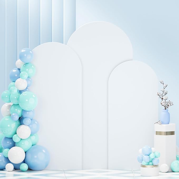 FANPROMS Wedding Arch Cover Set - 3 Sizes: 6FT, 6.6FT, 7.2FT - Double Sided Spandex Fitted Wedding Arch Stand Cover for Birthday Party, Bridal, Baby Shower