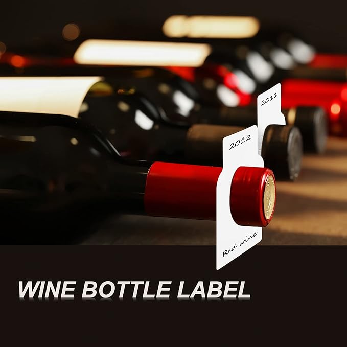 200 Pieces Wine Bottle Tags Paper Cellar Label Reusable Racks Marker Wine Bottle Neck Id Tags Double Sided Bottles Hanging Tag for Seller Bridal Shower Party (White)
