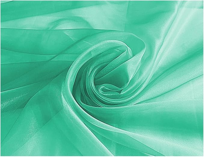 MDS Pack of 70 Yard Sheer Organza Fabric for Wedding Party Home Event Banquet Decorations, Backdrop Curtain Craft Dress Sewing Fashion DIY Crystal Organza Tulle Fabric Bolt 44” Wide - Mint