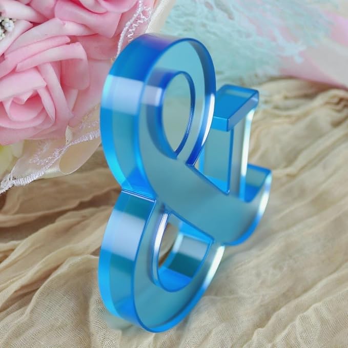 Mr & Mrs Sign for Wedding Table Decor,Large Acrylic Mr and Miss Sign,Photo Props, Freestanding Wedding Centerpiece Table Letters Wedding Decorations for Anniversary,Engagement,Party (Translucent Blue, 0.78'')