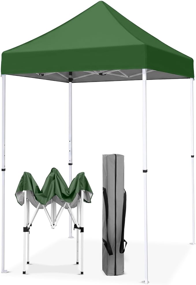 EAGLE PEAK 5x5 Pop Up Canopy Tent Instant Outdoor Canopy Easy Set-up Straight Leg Folding Shelter, Green