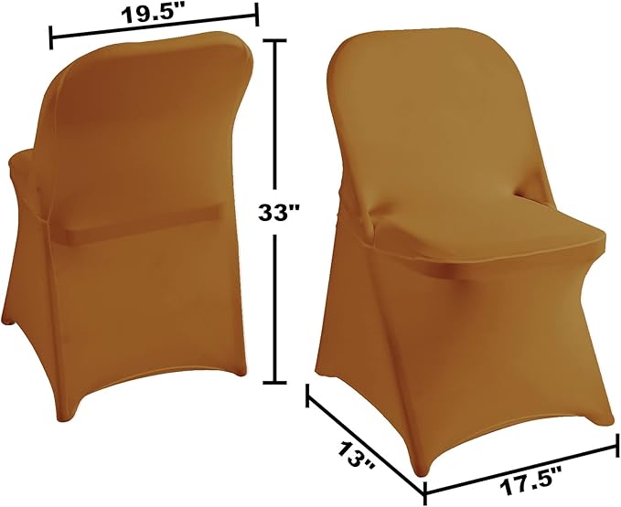 magalo 12 Pack Gold Spandex Folding Waterproof Chair Cover, Stretch Chair Cover Protector for Wedding, Party, Dining Banquet and Other Special Events
