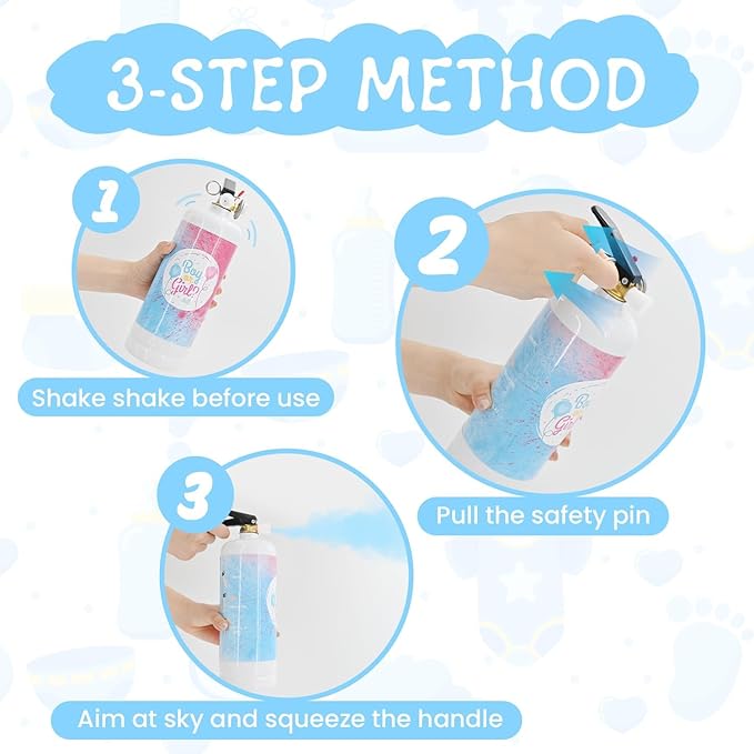 Gender Reveal Fire Extinguisher 2 Pack Giant Boy or Girl Gender Reveal Extinguisher Blue Pink Powder Smoke for Sex Reveal Fire Extinguishers Gender Reveal Ideas Baby Reveal Decorations (2 Pack Blue)