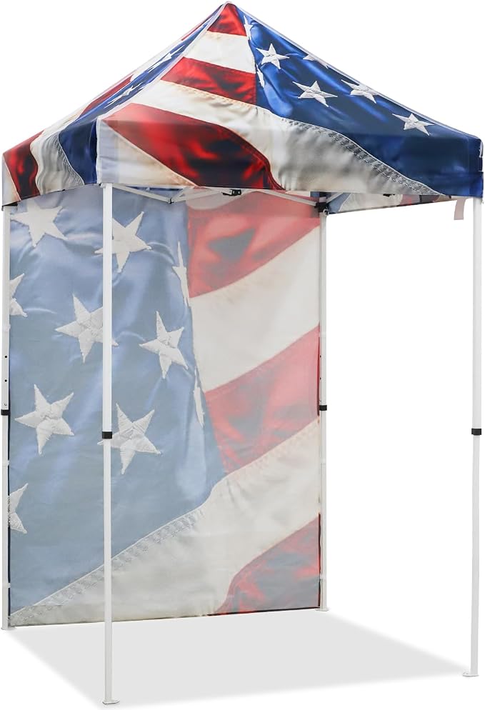 EAGLE PEAK Pop up Canopy 5x5, Outdoor Portable Canopy Tent with One Removable Sunwall, Carry Bag Included, Stars and Stripes