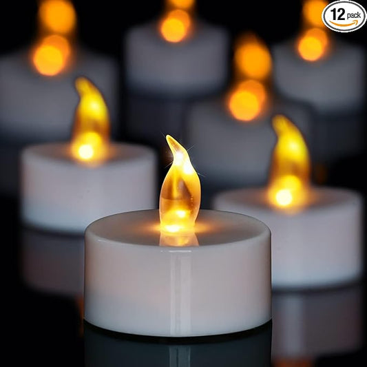 50 Pack LED Tea Lights Bulk, Realistic Flickering Battery Candles (200+ Hours), Warm Amber Flameless Votives for Church Vigils, Restaurant Ambiance, Spa & Wedding Reception (Warm Yellow)