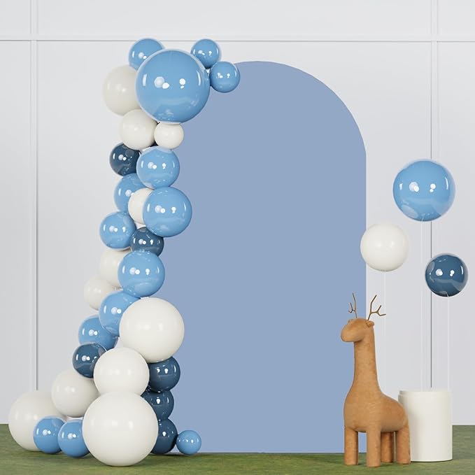 FANPROMS Dusty Blue Arch Cover 7.2FT Spandex Fitted Arch Backdrop Cover Chiara Backdrop Covers for Round Top Arched Frame Balloon Arch Stand Covers Fabric for Baby Shower Party Ceremony Decoration