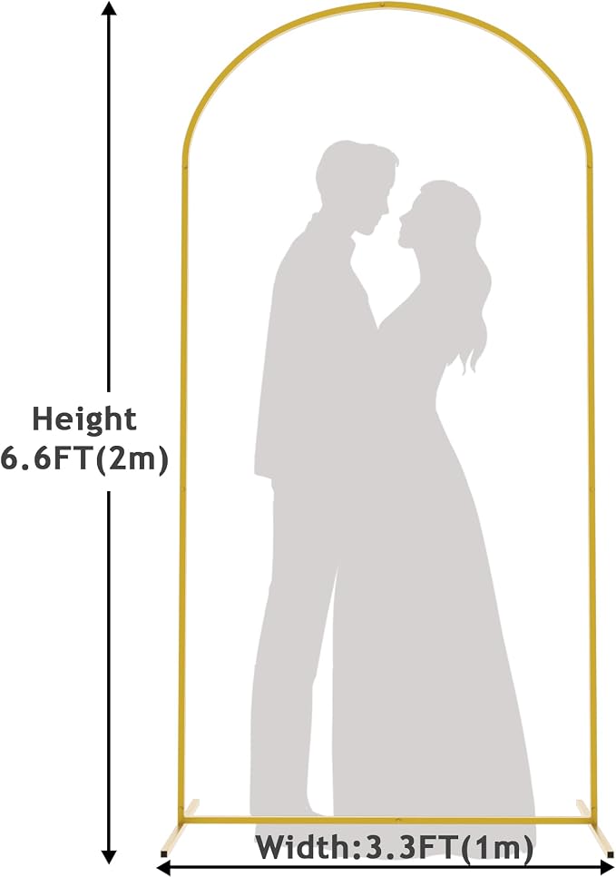 Putros Arch Backdrop Stand, 6.6ft, Metal Wedding Arch Stand, Gold, Arched Background Frame for Birthday Party, Baby Shower, Graduation, Photography Decoration