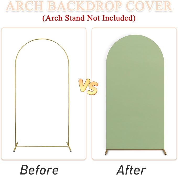 Arch Covers 7.2 and 6ft Spandex Arch Backdrop Cover Set of 2 for Arch Stands Sage Green Chiara Backdrop Arch Stand Cover Happy Birthday Decorations