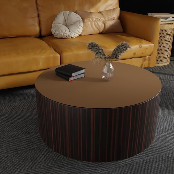 Small Round Table Cover - Can Be Used On Both Sides Waterproof and Easy to Clean Good Flatness Used for Coffee Table Dining Table(Mud Color+Champagne Gold Dia.24Inch)