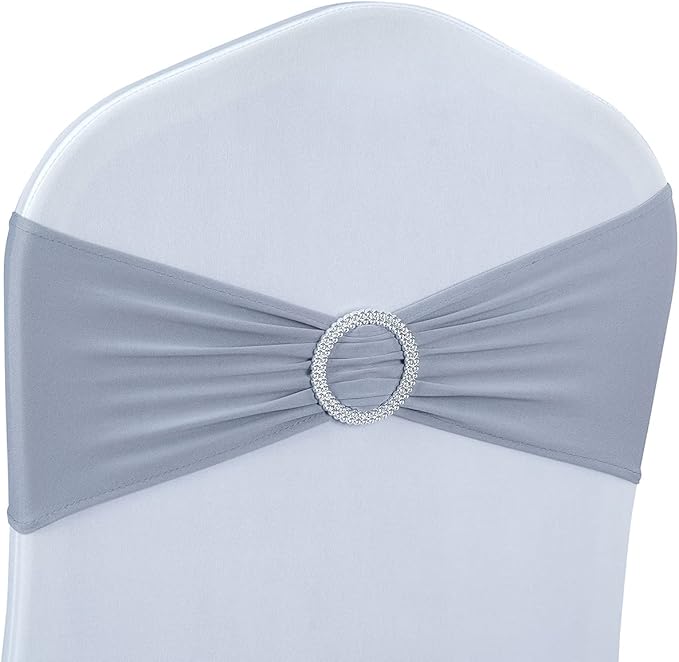 Spandex Chair Sashes Bows - Babenest 30PCS Premium Stretch Chair Cover Band with Buckle Slider Universal Elastic Chair Ties for Wedding Party Ceremony Reception Banquet Decoration (Grey)