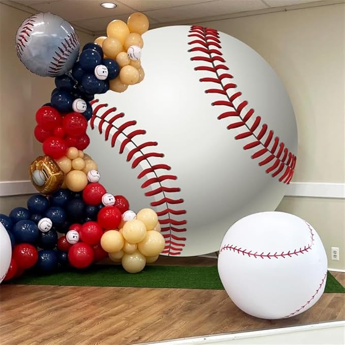 Baseball Round Backdrop Cover 7.2ft,Sports Theme Arch Backdrop for Birthday Party Decoration,Baseball Lovers Fans Athlete Children Birthday Circle Background for Photography Event Banner