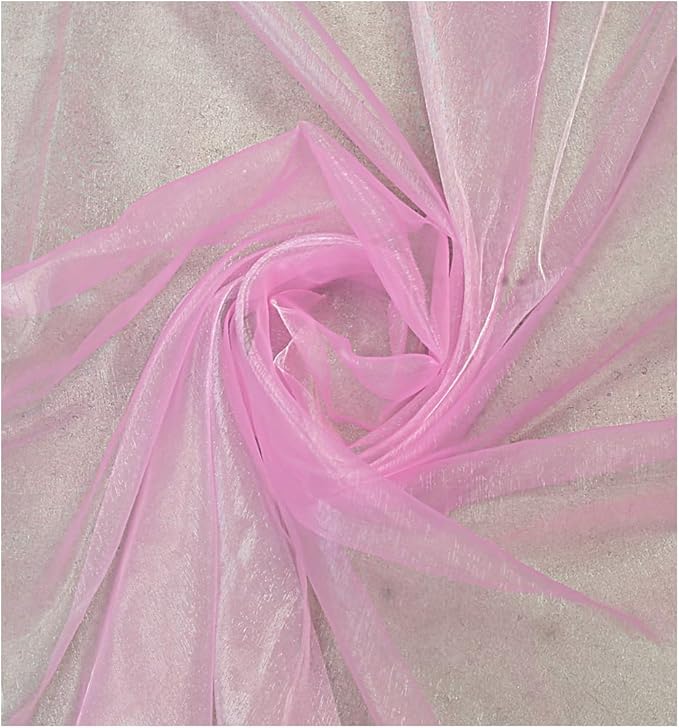 MDS Pack of 100 Yard Sheer Organza Fabric for Wedding Party Home Event Banquet Decorations, Backdrop Curtain Craft Dress Sewing Fashion DIY Crystal Organza Tulle Fabric Bolt 44” Wide - Pink
