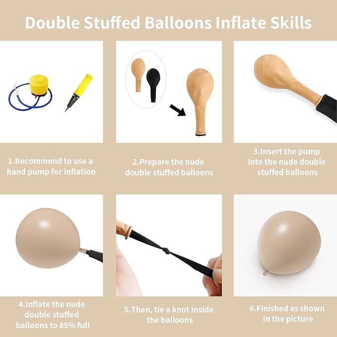 Nude Beige Double Stuffed Balloons Different Size 115Pcs 5/10/12/18" Tan Apricot Nude Balloon Arch Garland kit for Boho Birthday Baby Shower Bridal Shower Gender Reveal Bear Neutral Party
