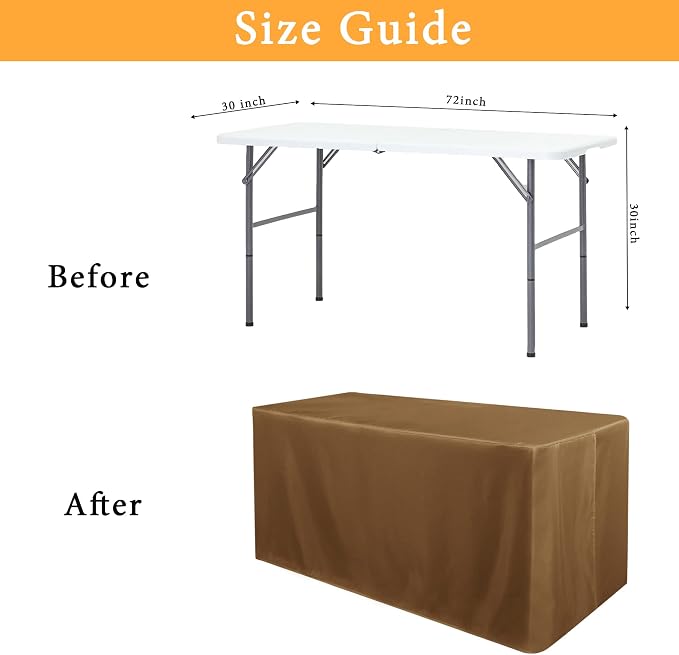 Obstal 2 Pack 6ft Tablecloths for Rectangle Tables - Water Resistant Washable Fabric Polyester Rectangle Table Cover Protector for Wedding, Banquet and Trade Shows, 72L x 30W x 30H Inches, Coffee