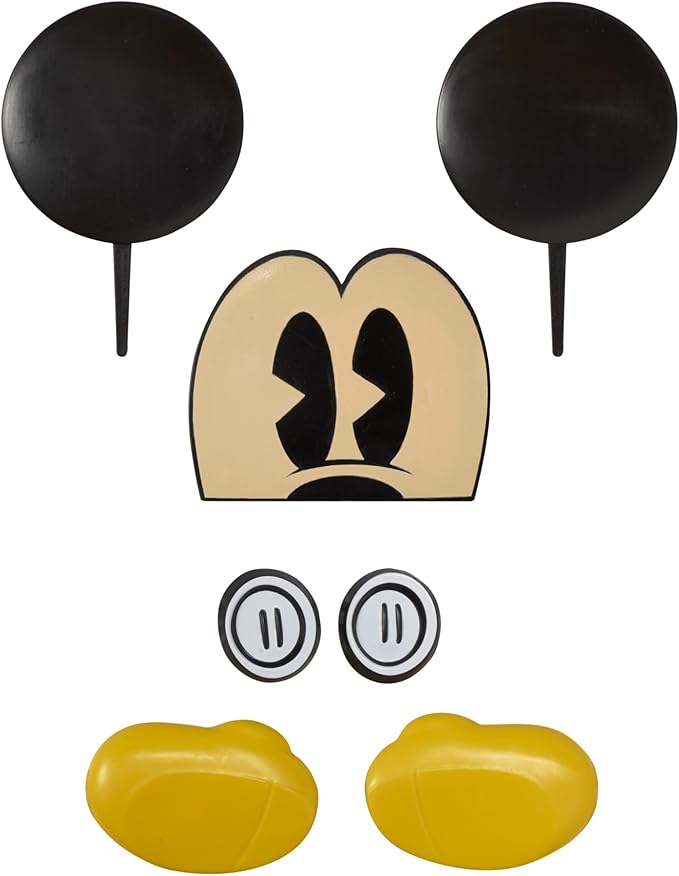 DecoSet® Disney Mickey Mouse Cake Topper, 7-Piece Topper Set with Ears, Eyes, Buttons and Shoes, Made of Food-Safe Plastic