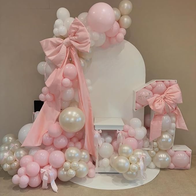 Pink and White Balloon Arch, Light Pastel Pink Pearl White Sand Balloon Garland Kit, Matte Latex Balloons Different Sizes for Bridal Shower Gender Reveal Birthday Wedding Engagement Party Decor