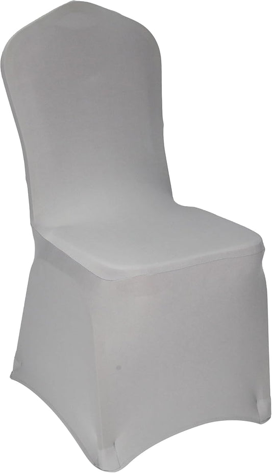 WELMATCH Silver Spandex Chair Covers - 50 PCS Wedding Banquet Events Party Universal Dining Decoration Stretch Elastic Chair Covers Good (Silver, 50)