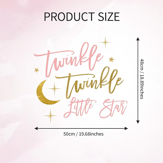 Twinkle Twinkle Little Star Gender Reveal Decorations - Moon Theme Decal Sign for Balloons Arch Backdrop, Twinkle Twinkle Little Star Baby Shower Decorations, Pink First Birthday Decoration for Girl