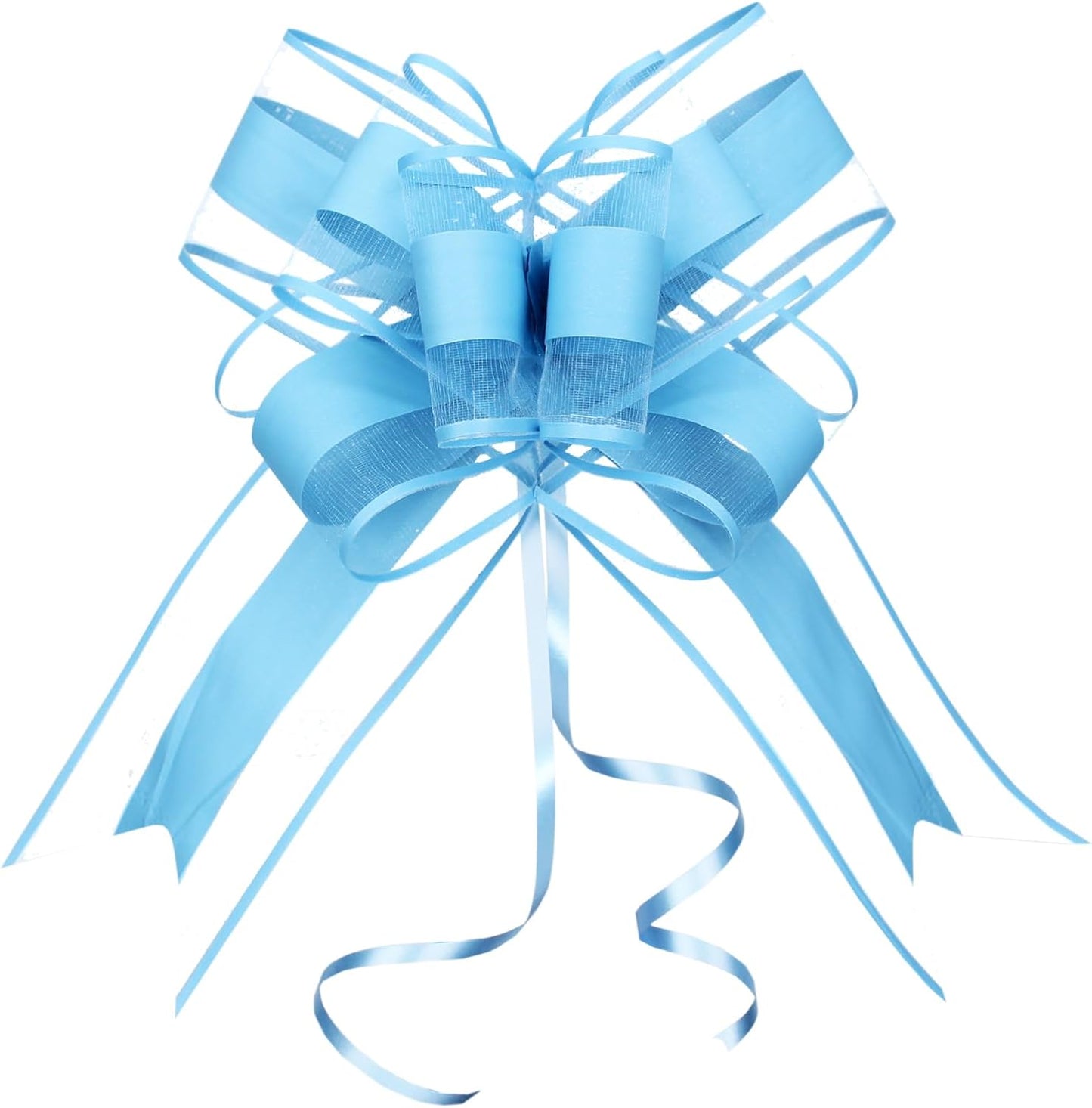 WEWILUCK Gift Wrap Bows Big, Blue Bow for Gift Baskets, Flower Bouquet, Paper, Pull Bows for Gift Wrapping, Gift Bag, Box, Baby Showers(8 inches, 10PCS)