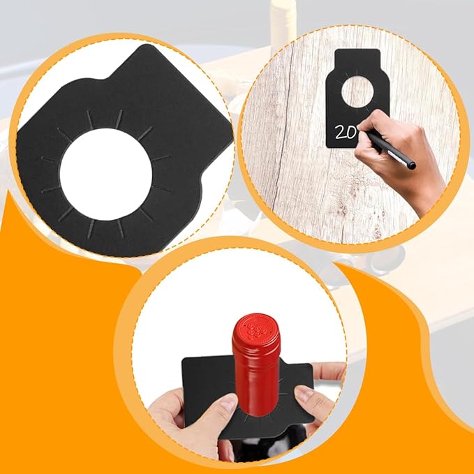 500 PCS Black Wine Bottles Tags Paper Wine Cellar Labels Reusable Wine Bottle Hanging Tags Double Sided Wine Bottle Neck Tags for Champagne, Wine Racks Marker, Wine Seller