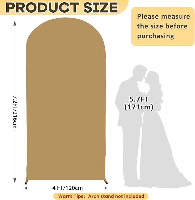 7.2FT Arch Cover Backdrop Brown Arch Cover Spandex Fitted Arch Covers Tan Wedding Arched Stand Covers Balloon Arches Fabric Backdrop Covers for Birthday Party Ceremony Decoration