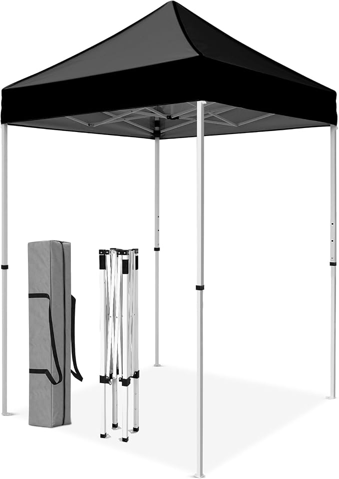 5x5 Pop Up Canopy Tent, Instant Portable Beach Canopy, Outdoor Tent with Carry Bag for Camping, Sports, Tailgating, Events, Black