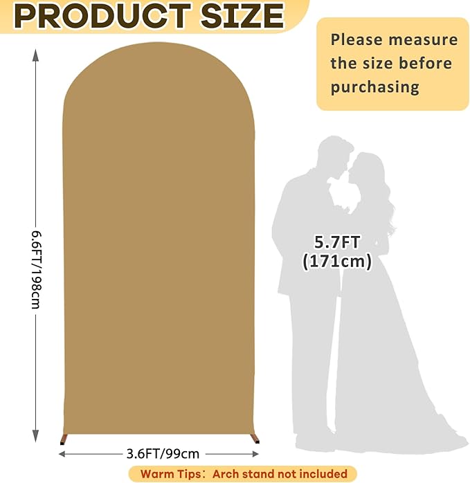 Spandex Arch Covers Brown Arch Backdrop Cover 6.6 FT Tan Wedding Arch Covers Spandex Fitted Arched Cover Backdrop Fabric for Wedding Party Ceremony Decor Graduation Arches Cover