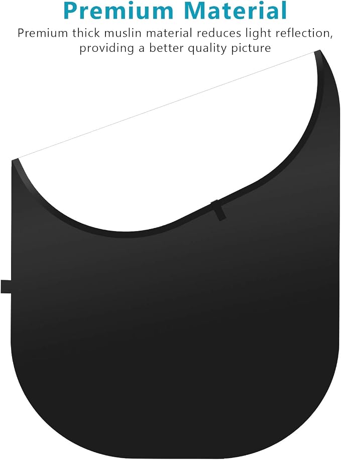 Neewer 5x7ft/1.5x2m Chromakey Foldable Backdrop with Stand 8.5ft/2.6m, 2-in-1 Reversible Black White Green Background Panel for Photography Studio, Live Streaming, Video Calls, Games