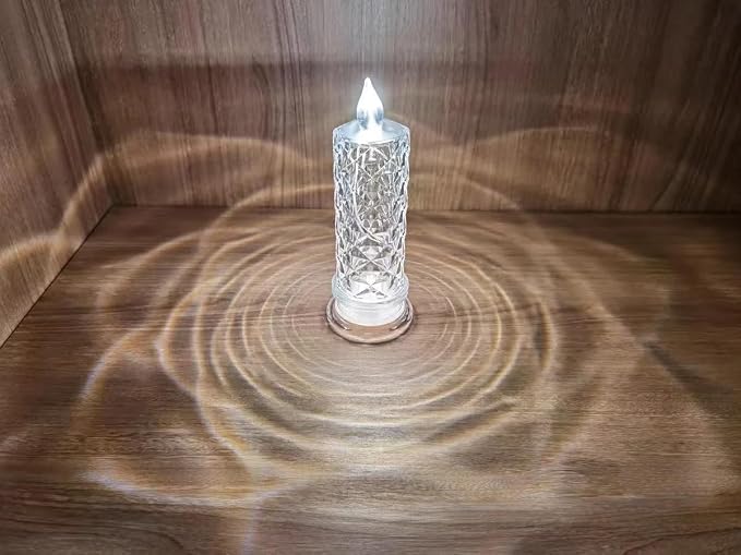 SupBri Rose Shadow LED Flameless Candles, 4PCS Romantic Battery Operated Candles Led Pillar Candles for Valentines Proposal Anniversary Wedding Christmas Decorations(White, D 2.5" x H 7.2")