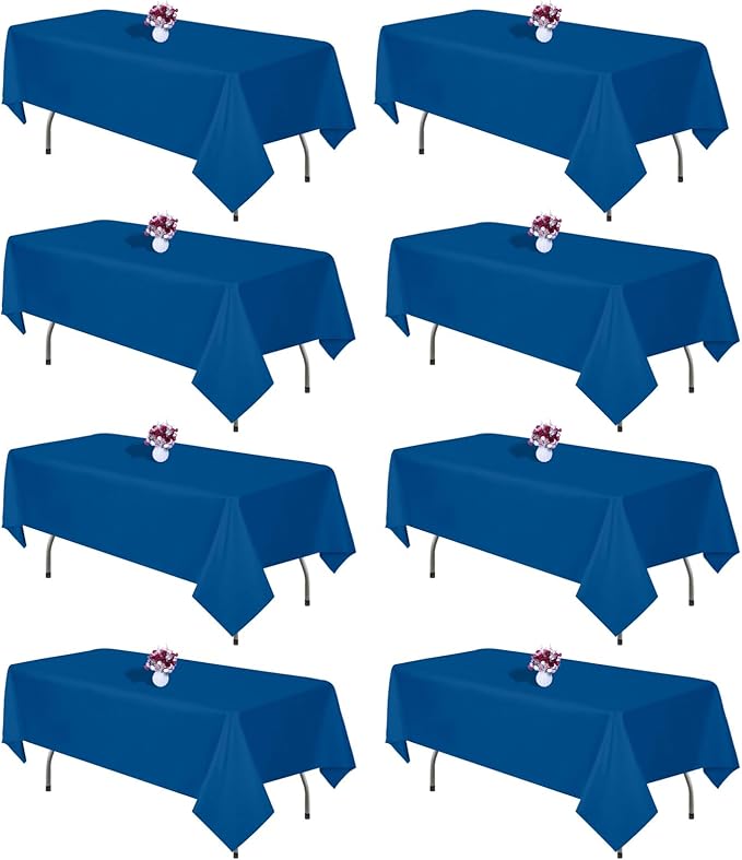 8 Packs Royal Blue Tablecloth Rectangle 60x102 Inch Rectangular Table Cloth For 6 Foot Rectangle Tables, Wrinkle Resistant Polyester Fabric Tablecloth Washable Table Cover For Wedding Party Buffet