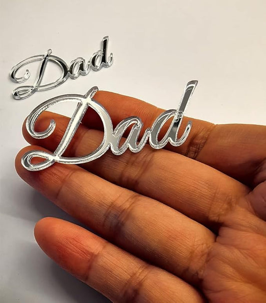 35pcs of Dad/Daddy Silver Cake Charm,Father's Day Cake Toppers,Mirror Acrylic Cupcake Topper for Happy Birthday Father's day Cake Party Decoration (2'')