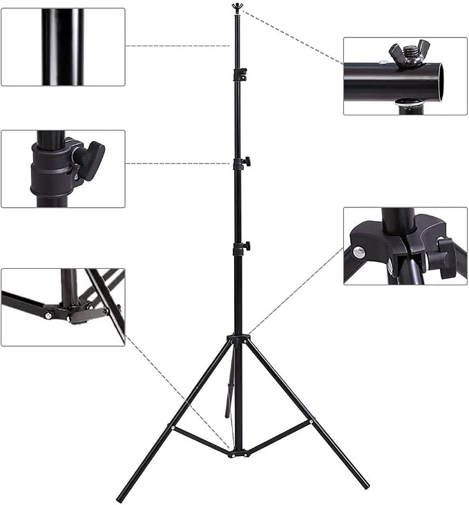 HYJ-INC Photo Background Support System with 8.5 x 10ft Backdrop Stand Kit, 100% White Cotton Muslin Backdrop,Clamp, Carry Bag for Photography Video Studio