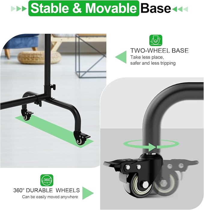 EMART 7x10ft Green Screen Backdrop Kit with Movable Stand, Large 9.5x9.5ft Photography Greenscreen Background Adjustable Frame with Wheels for Photo Shoot, Live Streaming, Video Recording