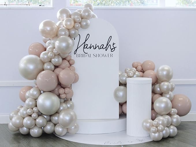 Pearl White Double Stuffed Balloons Different Size 115Pcs 5/10/12/18" White Pearl Ivory Balloons Garland kit for Wedding Birde to be Engagement Bridal Shower Birthday Baby Shower Party