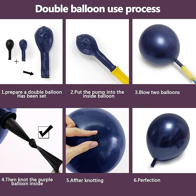 Navy Blue Balloons Double Stuffed Dark Royal Blue Balloon Garland Different Sizes 18/12/5in Pearl Balloon Arch Kit for Graduation Wedding Birthday Baby Shower Father's Day Party Decorations