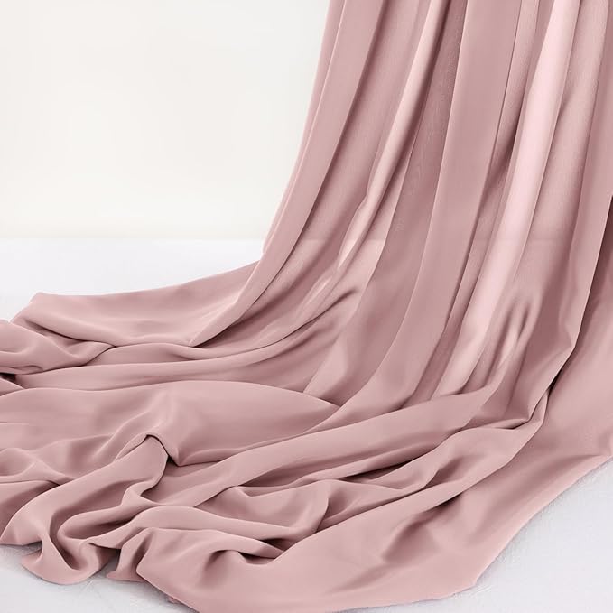 MLMC Dusty Rose Chiffon Fabric by The Yard Pre-Cut Sheer Chiffon Arch Fabric 10 Yards Airy Continuous Draping Panels 60 inch Wide for Wedding Backdrop Craft Ceiling Decor